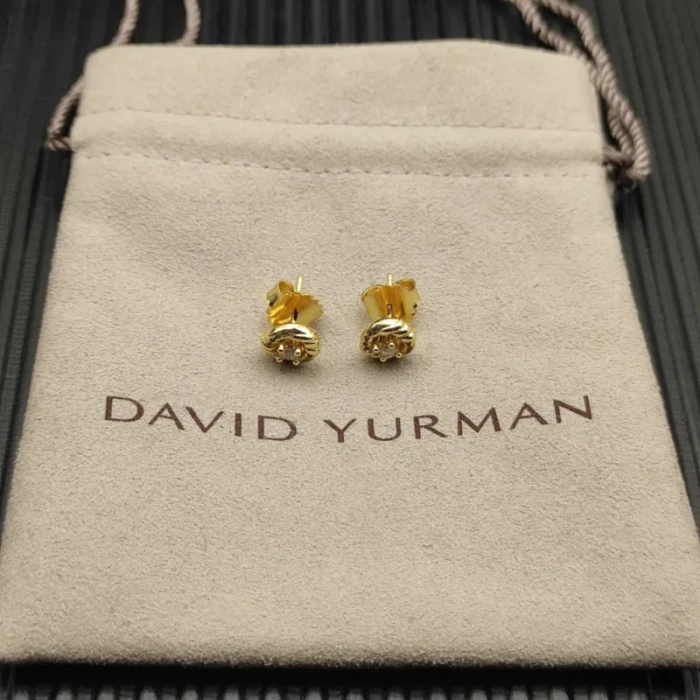 David Yurman Gold 8mm Petite Infinity Stud Earrings