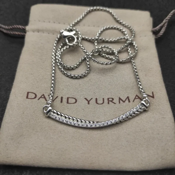 David Yurman Silver Smile Pavé Diamond Necklace
