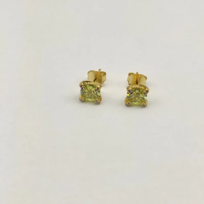 David Yurman 8mm Gold Four-Prong Green Diamond Stud Earrings