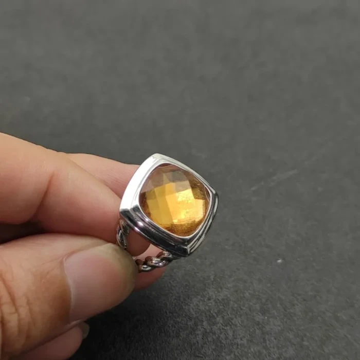 David Yurman 14mm Square Champagne Diamond Ring