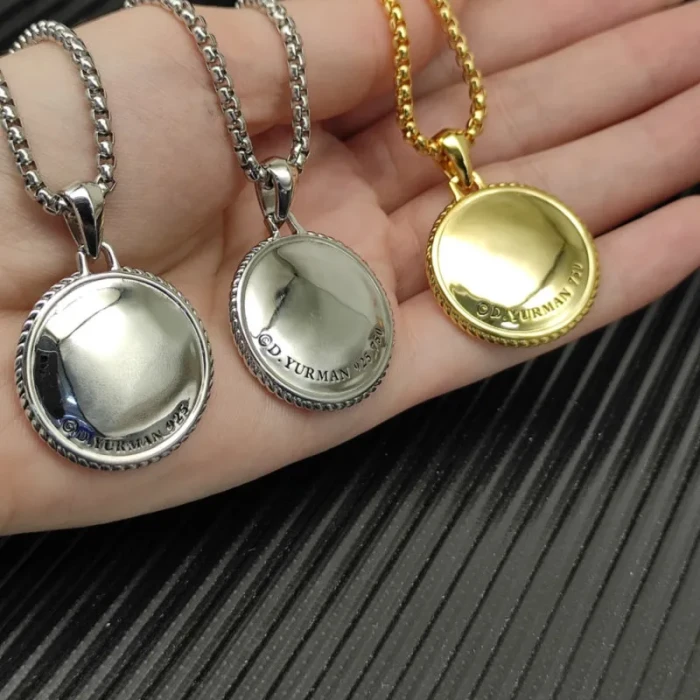 David Yurman Gold and Silver Compass White Diamond Necklace