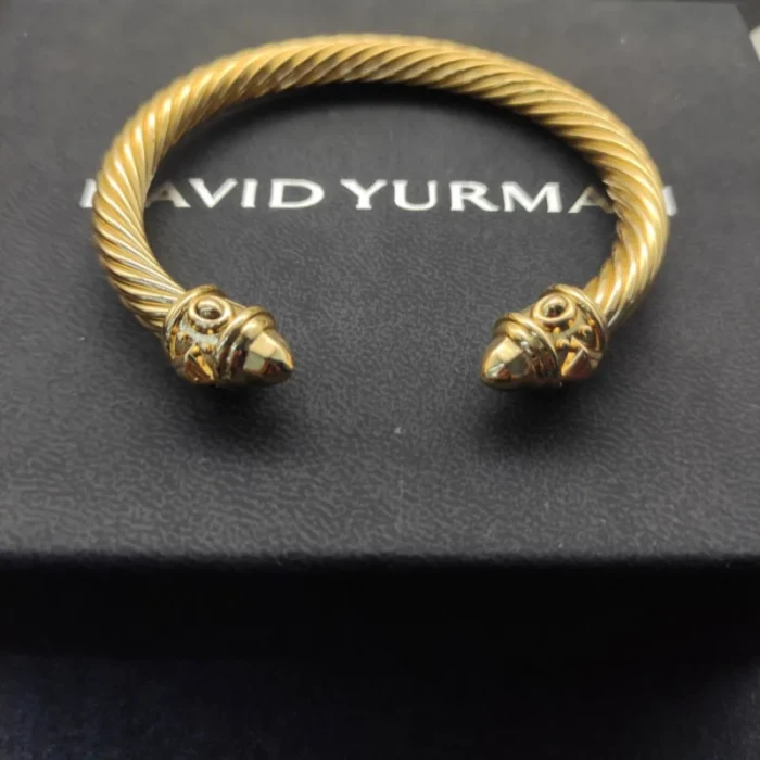 David Yurman 7mm Gold Colorful Enamel Cuff Bracelet, Fits Wrist Size 16cm - 20cm