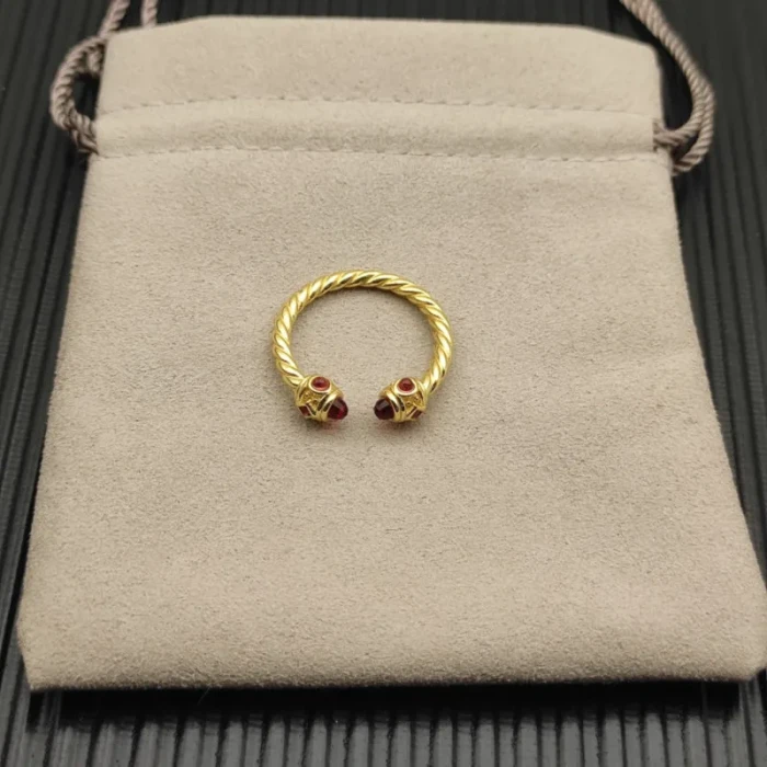 David Yurman 2.3mm Gold Renaissance Red Diamond Pavé Ring