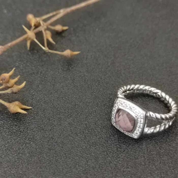 David Yurman Square-Cut Purple Diamond Ring