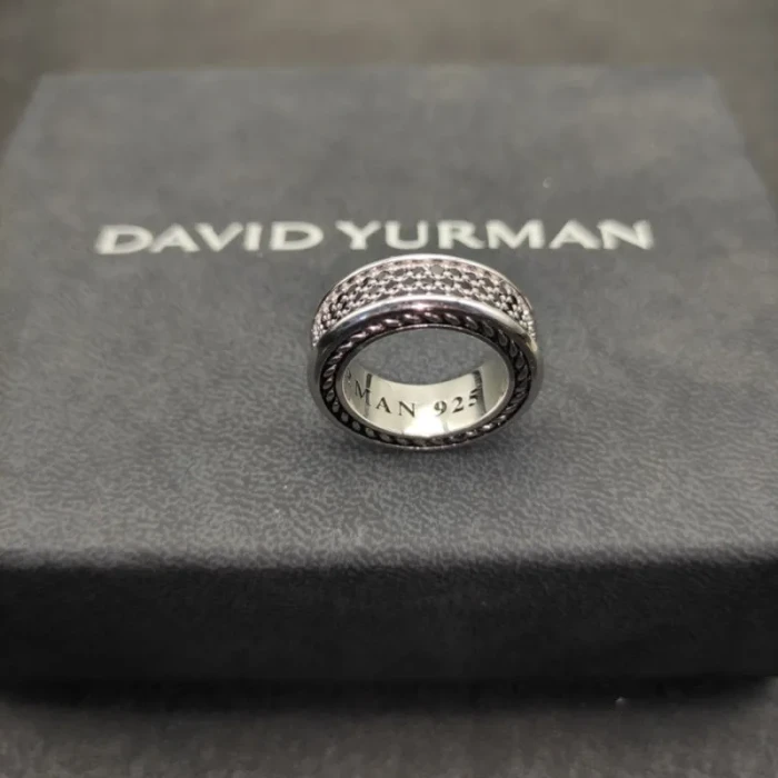 David Yurman 8.5mm Twisted Cable Full Pavé Black Diamond Ring