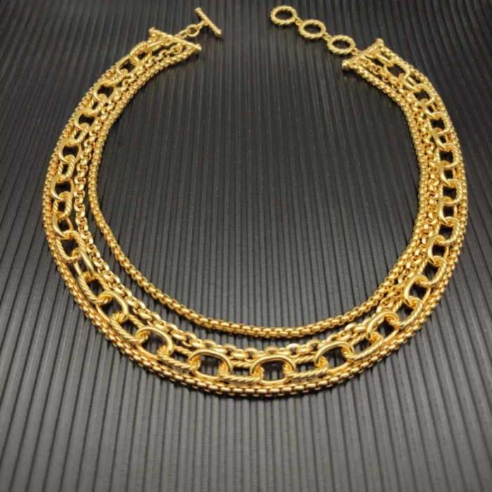 David Yurman Gold 29mm Multi-Row Chain Necklace