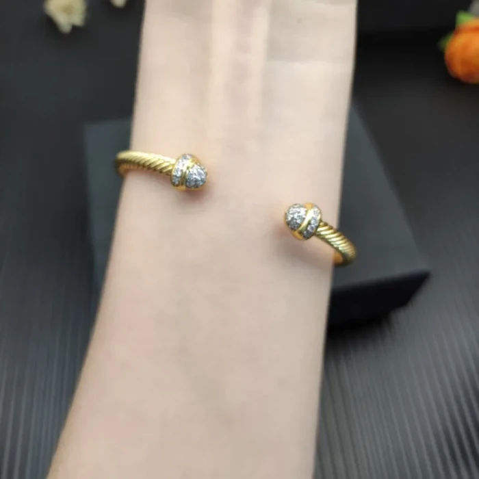 David Yurman 4mm Gold Half Pavé Diamond Bracelet