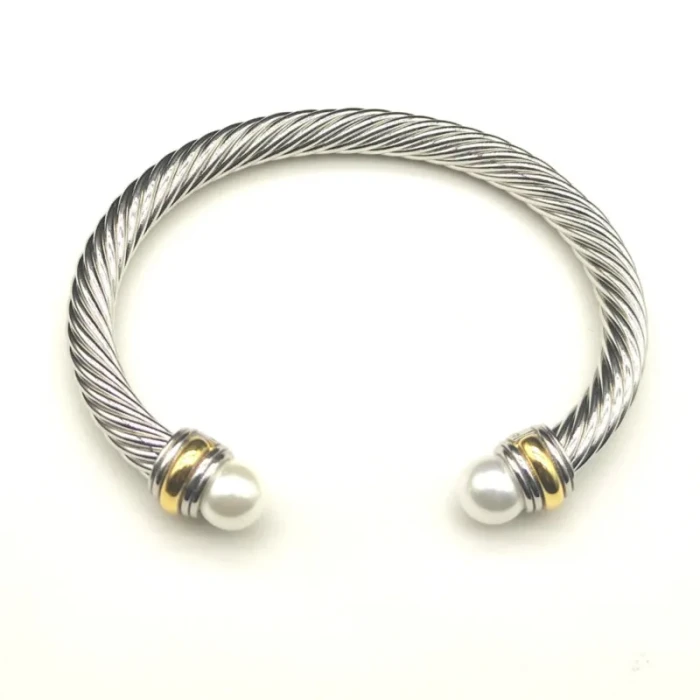 David Yurman 7mm Gold and Silver Pearl Cable Bracelet