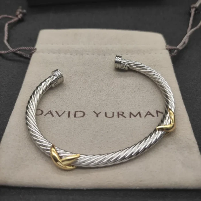 David Yurman 5mm Cable Cuff Bracelet with Double X Station Accent