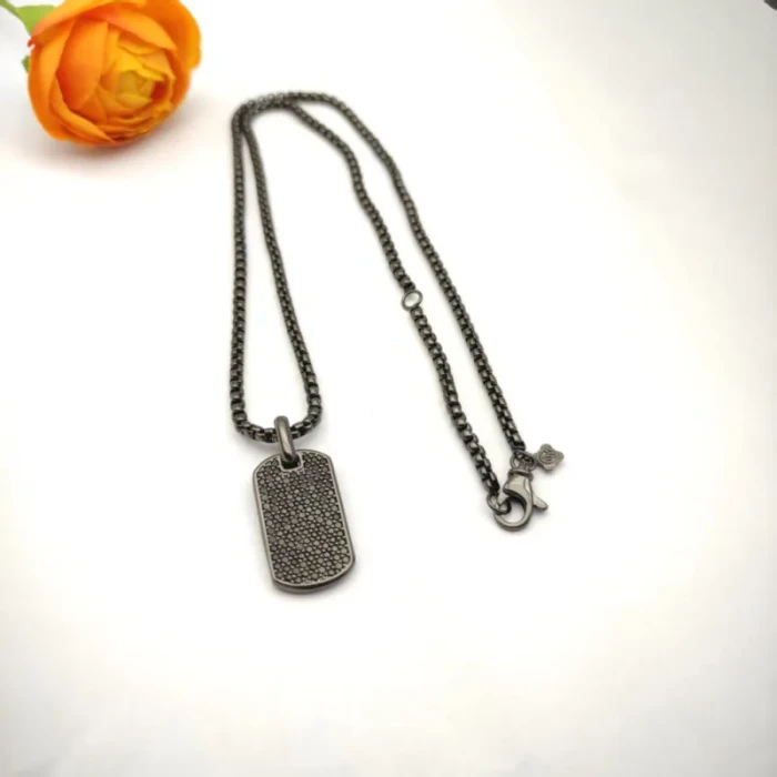 David Yurman Black and Gold Pavé Black Diamond Logo Necklace