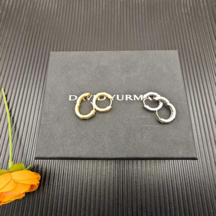 David Yurman Sterling Silver White Diamond Renaissance Cable Earrings