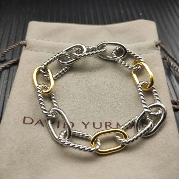 David Yurman Madison Three-Row Gold and Silver Chain Bracelet