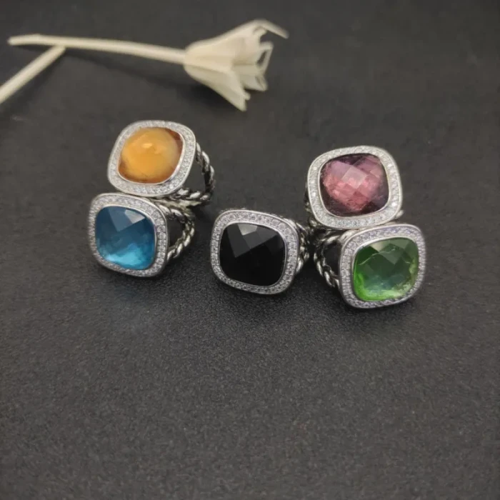 David Yurman 14mm Square-Cut Purple Diamond Cocktail Ring