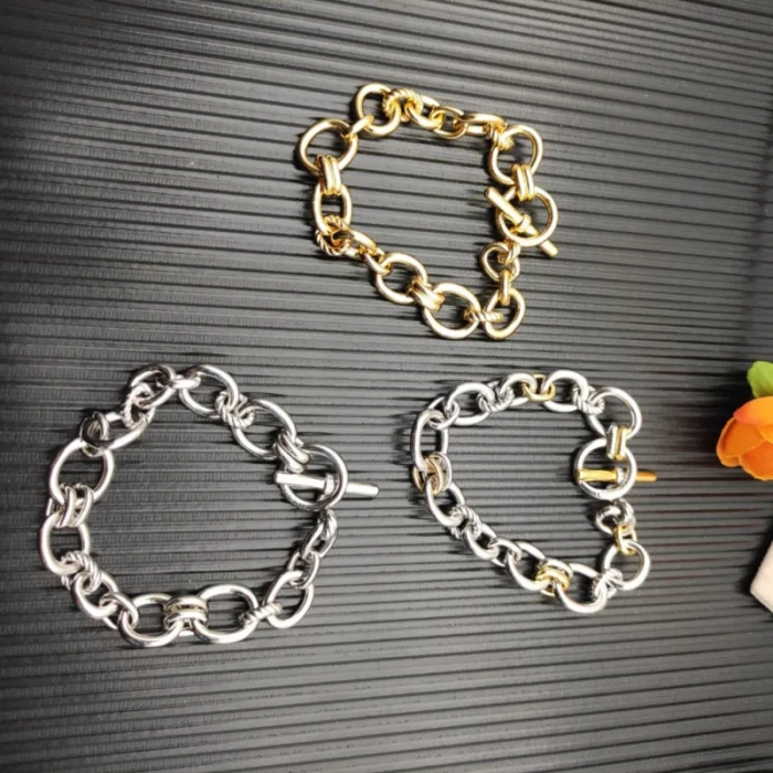 David Yurman 8mm Gold and Silver Mercer Multi-Ring Bracelet