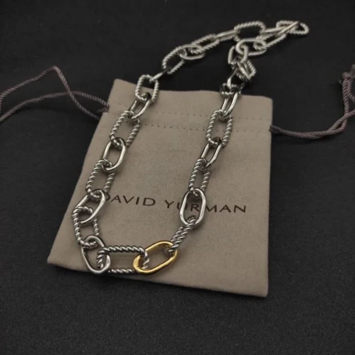 David Yurman Silver and Gold Madison Chain Necklace
