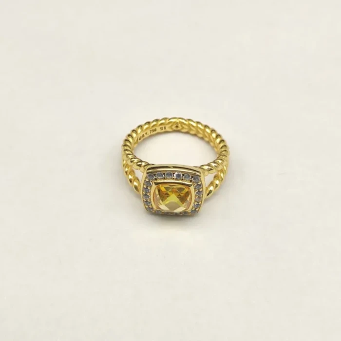 David Yurman Gold Square Yellow Diamond Ring
