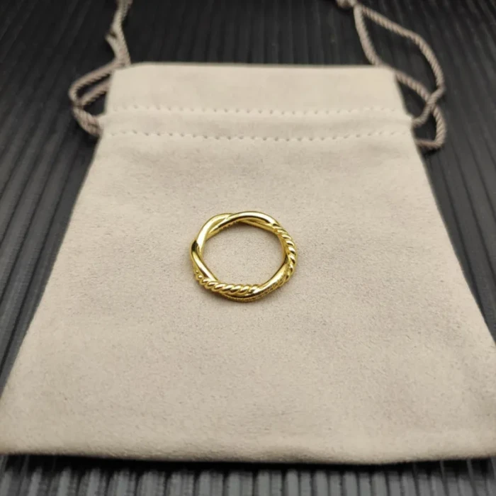 David Yurman Gold Pavé Interwoven Love Ring