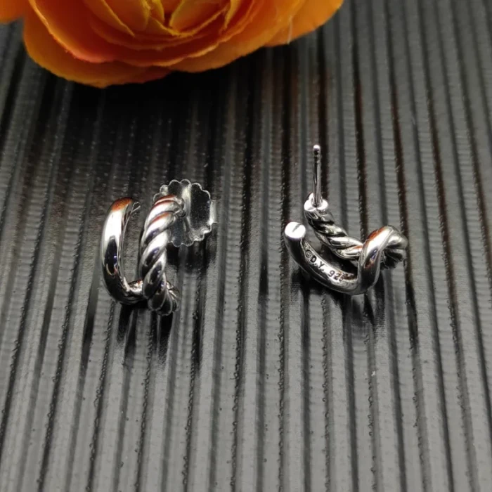 David Yurman Sterling Silver 13.5mm Double Hoop Embrace Earrings