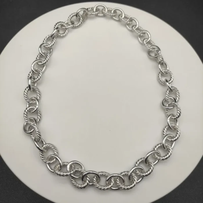 David Yurman 12mm Cable Necklace Sterling Silver 44cm with Adjustable Extension Chain