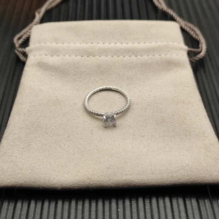 David Yurman 0.7 Carat Four-Prong Diamond Ring with Side Diamonds