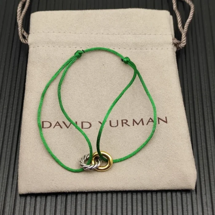 David Yurman Green Double Ring Nylon Cord Bracelet