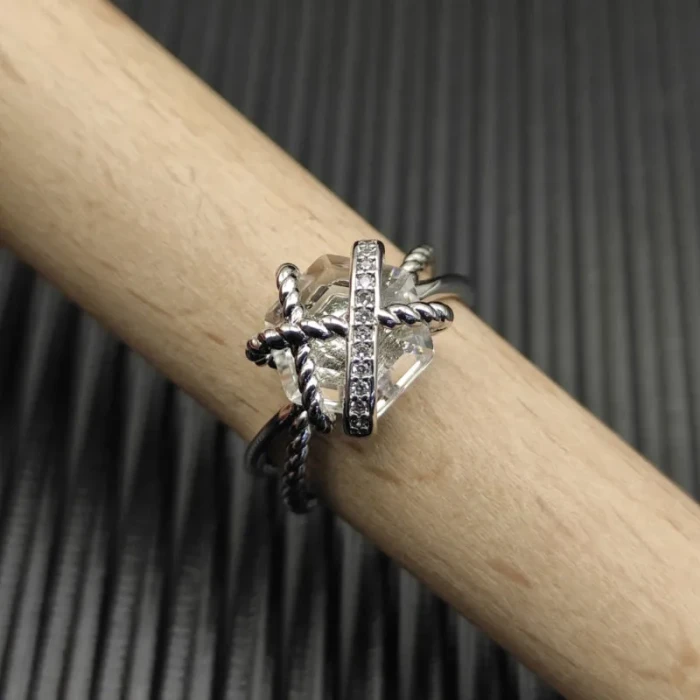 David Yurman 11mm Hexagon Pavé White Diamond Ring