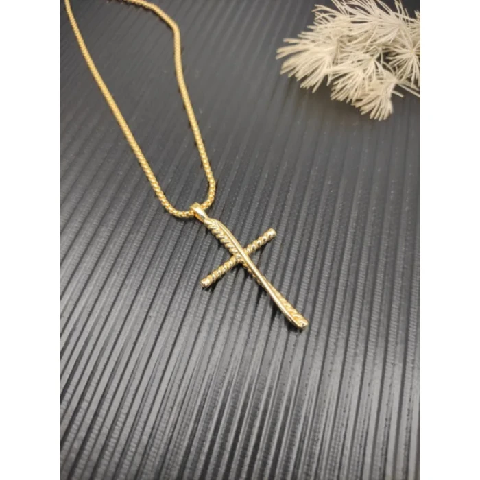 David Yurman Gold-Tone Cylindrical Cross Pendant Necklace