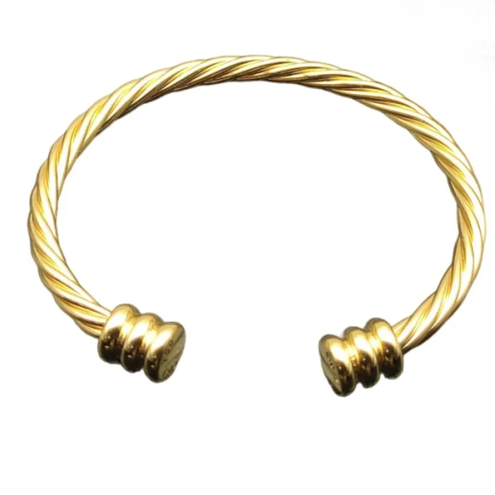 David Yurman Gold 4mm Three-Row Double End Cuff Bracelet