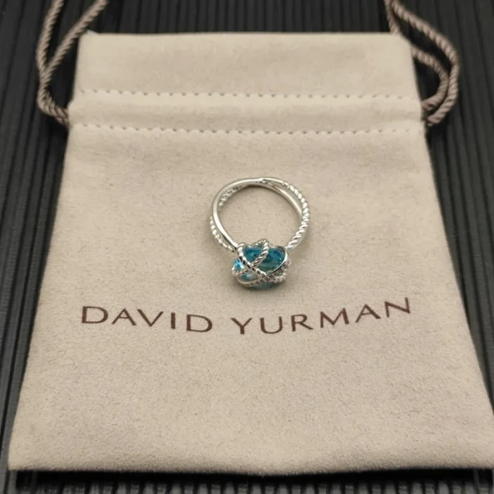 David Yurman 11mm Hexagon Blue Pavé Diamond Ring