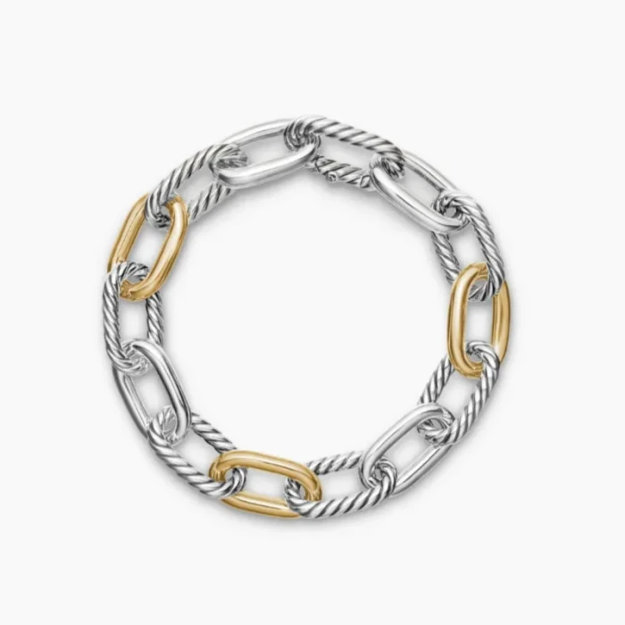 David Yurman Madison Three-Row Gold and Silver Chain Bracelet