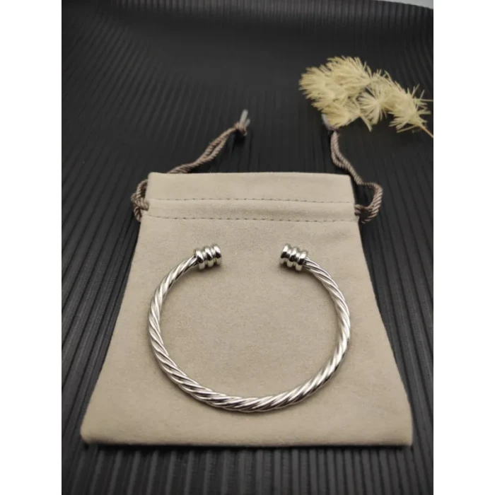 David Yurman Silver 4mm Three-Row Double End Cuff Bracelet