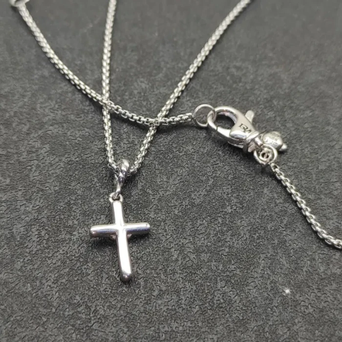David Yurman Petite X Cross Diamond Necklace, 1.5mm Chain, 45+5cm Adjustable Length