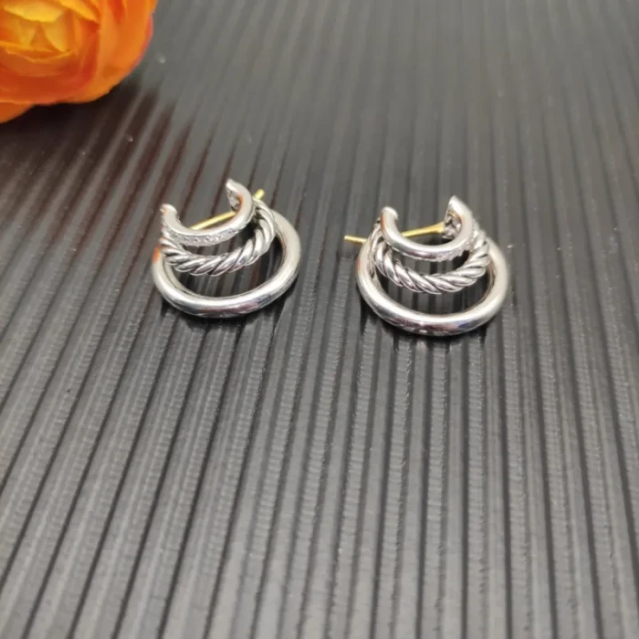 David Yurman Sterling Silver 21×20mm Interlocking Triple Hoop Earrings