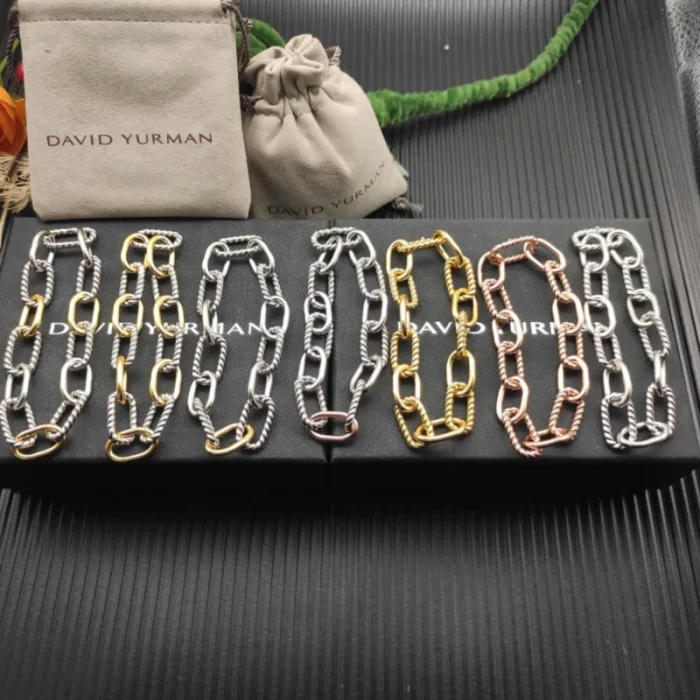 David Yurman Madison Three-Row Gold and Silver Chain Bracelet