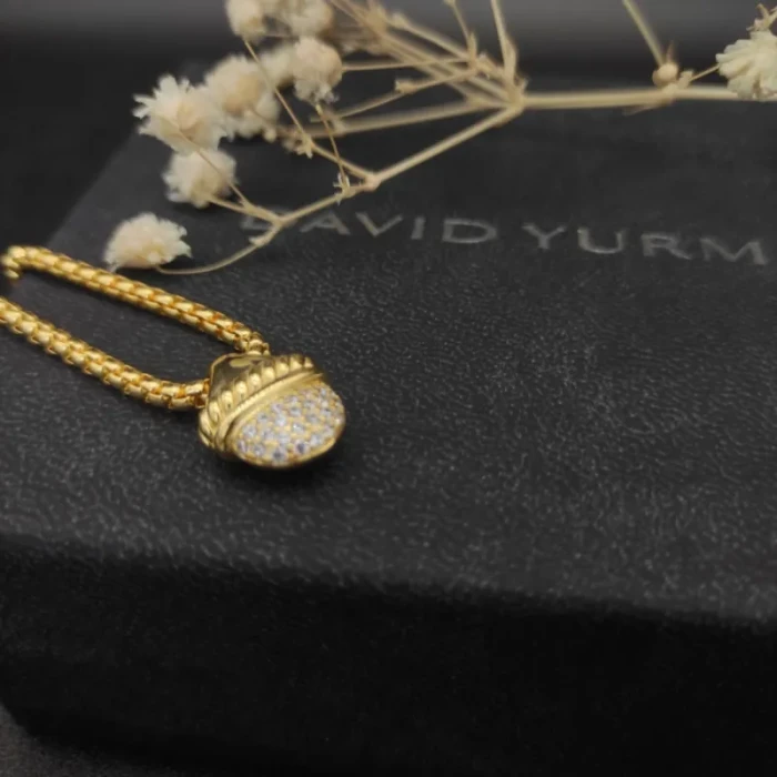 David Yurman Gold Cable Necklace with Half-Pavé Diamonds