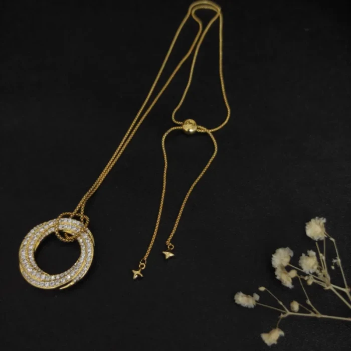 David Yurman 30mm Gold Tone Round Pavé-Crystal Necklace