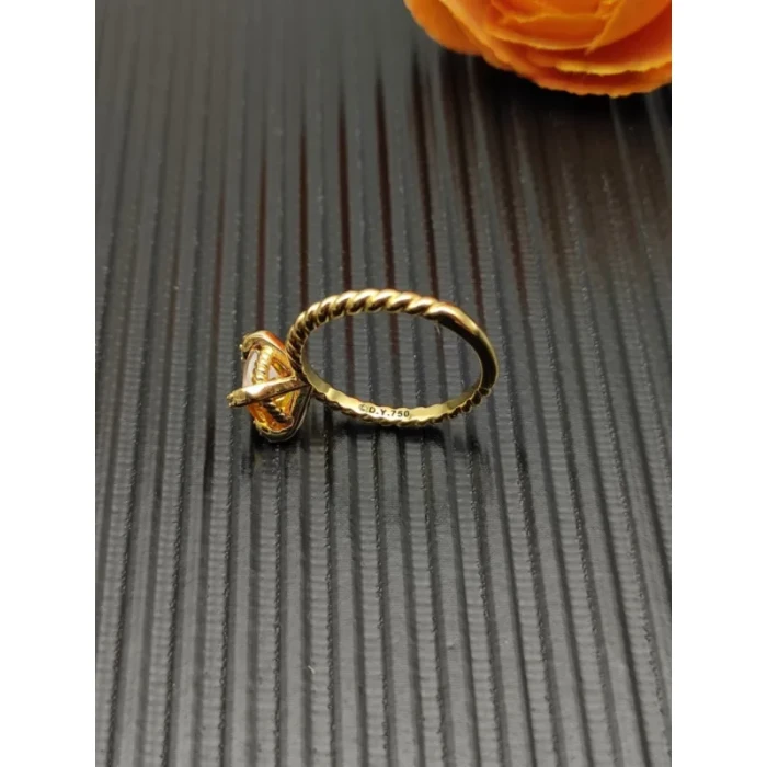 David Yurman Gold 8mm Four-Prong Yellow Diamond Ring