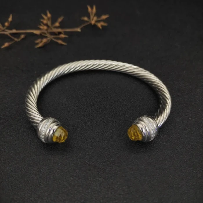 David Yurman 7mm Yellow Diamond-Set Cable Cuff Bracelet