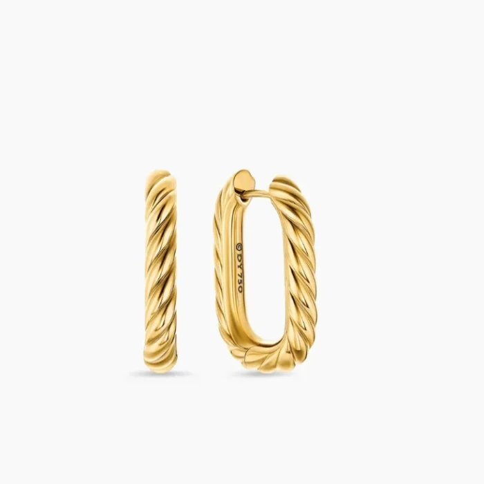 David Yurman Gold 24.3×15.9mm Cable Twist Hoop Earrings