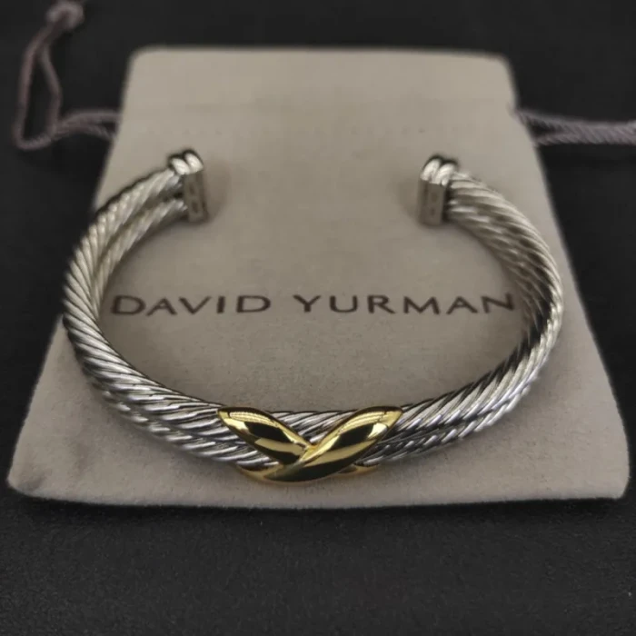 David Yurman 10mm Cable Cuff Bracelet with Single X Station Accent
