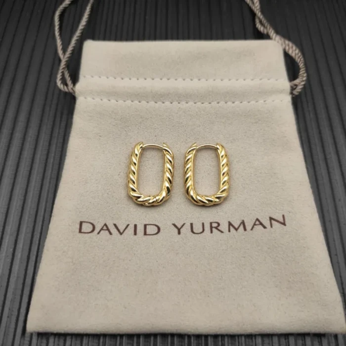 David Yurman Gold 24.3×15.9mm Cable Twist Hoop Earrings