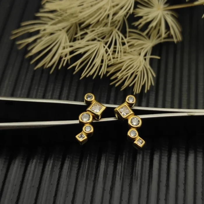 David Yurman Gold 15mm Ear Climber Stud Earrings