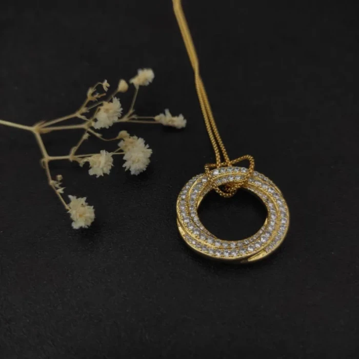 David Yurman 30mm Gold Tone Round Pavé-Crystal Necklace