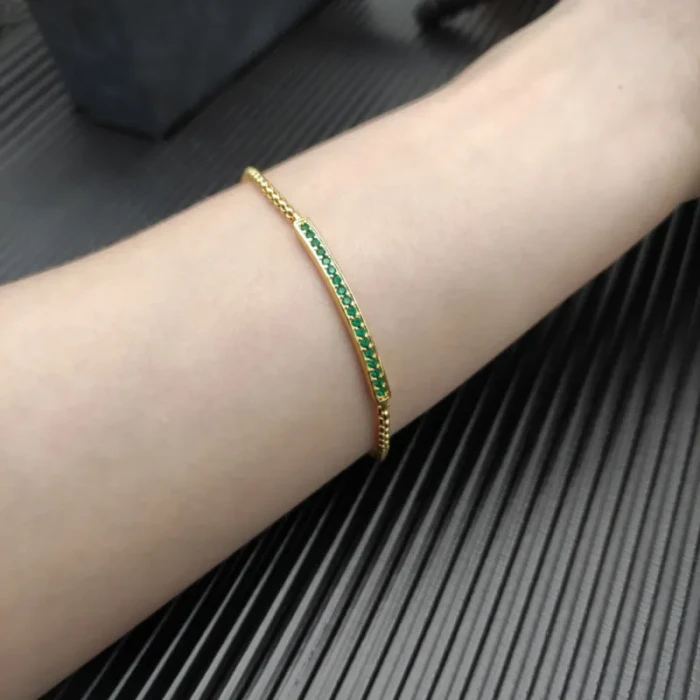 David Yurman 1.7mm Pavé Bar Green Diamond Bracelet