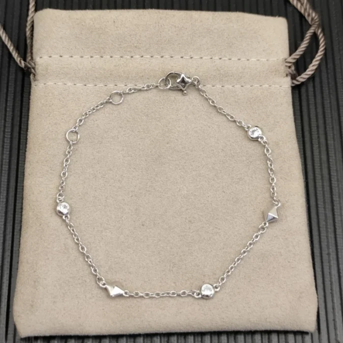 David Yurman Sterling Silver Small Modern Pavé Diamond Bracelet