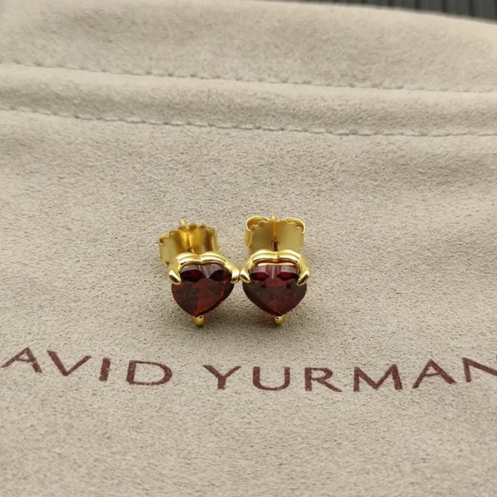 David Yurman 8mm Ruby Heart Stud Earrings