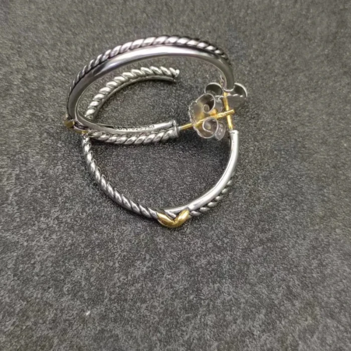 David Yurman Silver X Pavé Diamond Twisted Cable Earrings