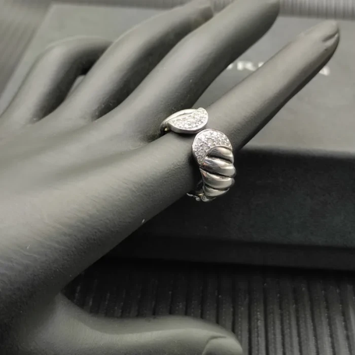 David Yurman Silver-Tone 10mm Diamond Spiral Ring