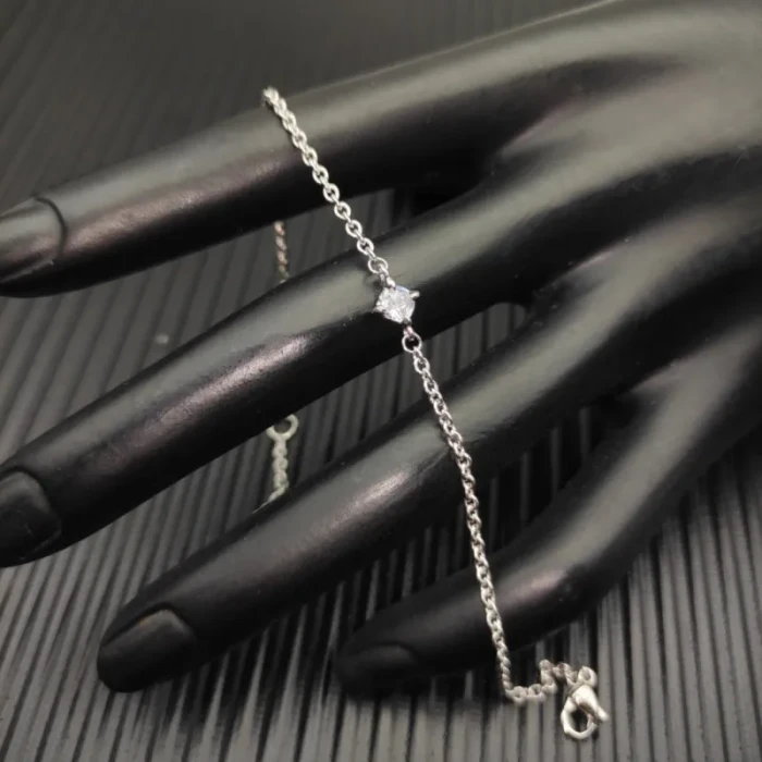 David Yurman 4mm Sterling Silver Single Stone White Diamond Bracelet