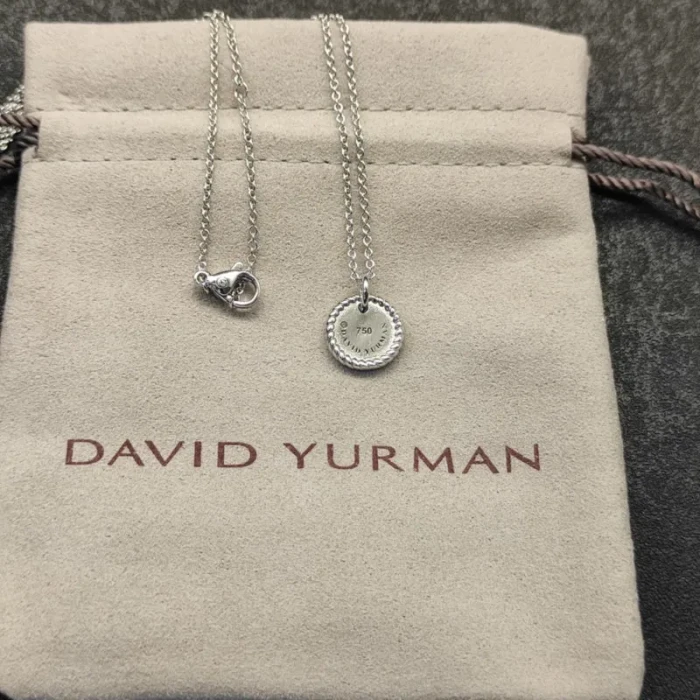 David Yurman Gold Diamond Initial B Disc Pendant Necklace